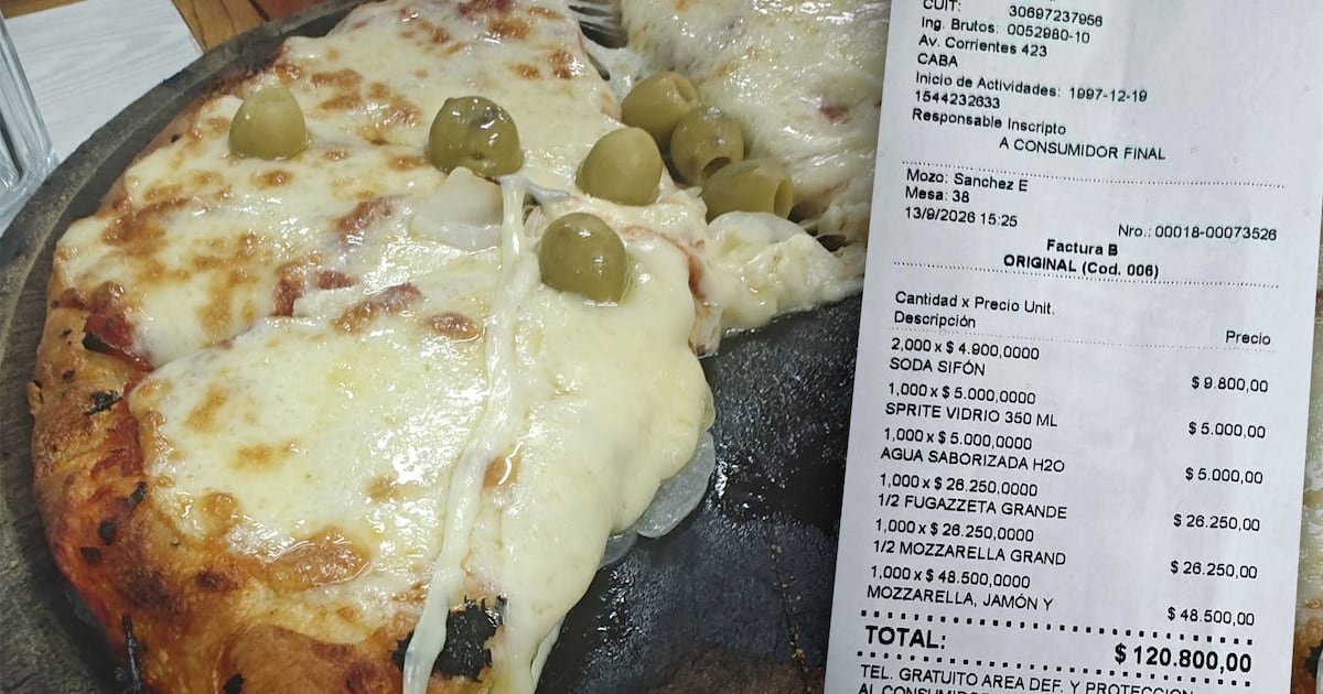 Una pizza, dos mitades y un número: el ticket de 120.800 pesos que reabre el debate sobre salir a comer en la ciudad